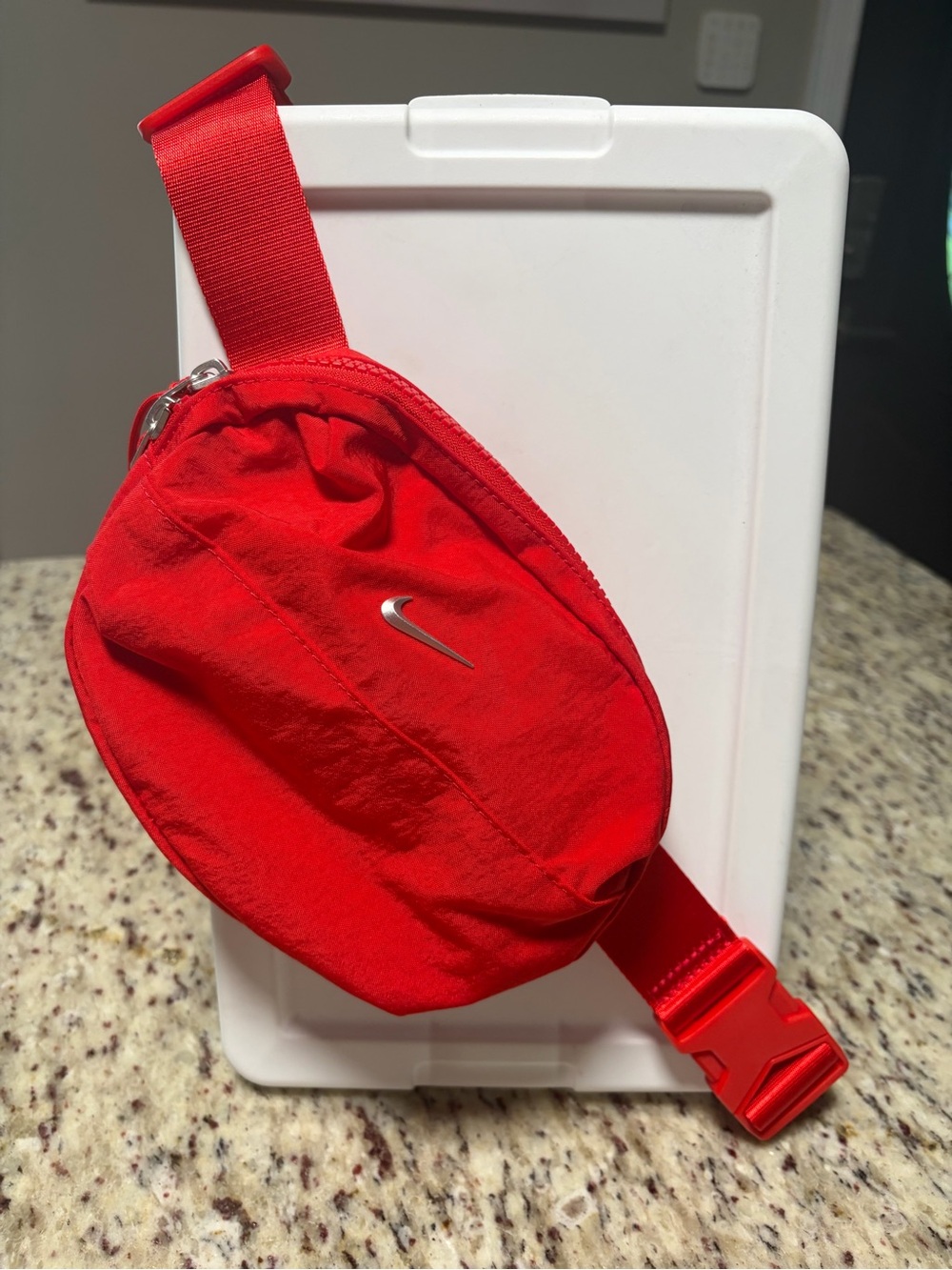 Nike Red Waist Pack with Silver Swoosh